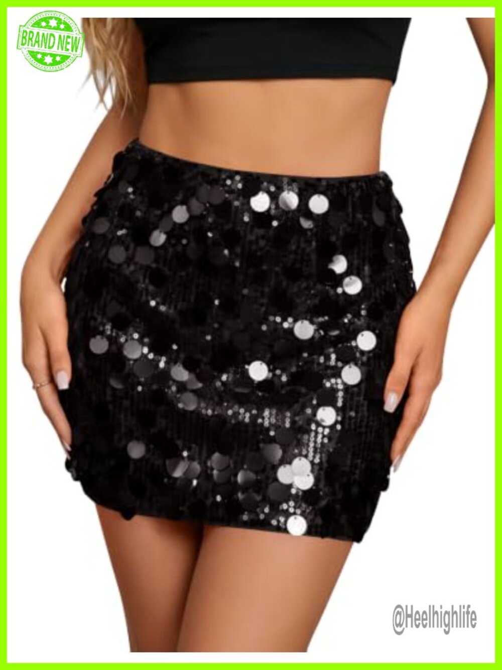 Women's Sequin Mini Skirt Bodycon Party Clubwear with Built-In Shorts